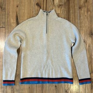 Fossil Brand Mens Large wool blend Knit Quarter Zip Sweater Lambs Wool Blend